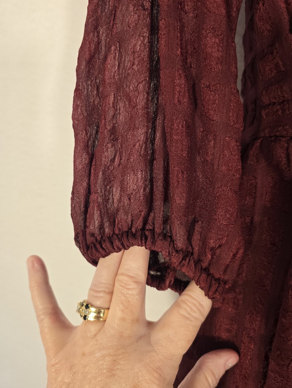 Sowears Modest Cottage Romantic Maroon L Sleeve Poly Maxi Dress. Ladies Small - Picture 7 of 11